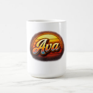 Ava Retro Sunset Personalized Name Design Vintage Coffee Mug