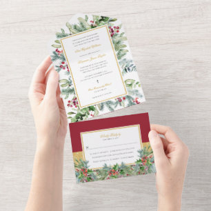 Ava Winter Christian Wedding Invitation with RSVP