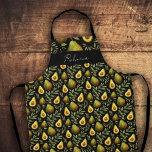 Avacado Custom Monogram Apron<br><div class="desc">Watercolor avacado rustic Artwork by Valarie Wade. Background colour can be changed. Monogram and Custom Name option. Perfect for some baking kitchen fun!</div>