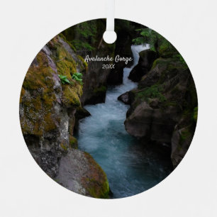 Avalanche Gorge Glacier National Park Photo Metal  Metal Ornament