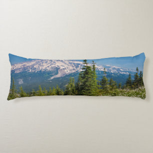 Avalanche lilies and Mount Rainier Body Pillow