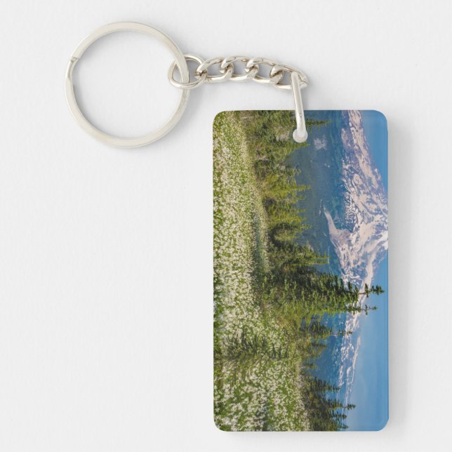 Avalanche lilies and Mount Rainier Keychain (Front)