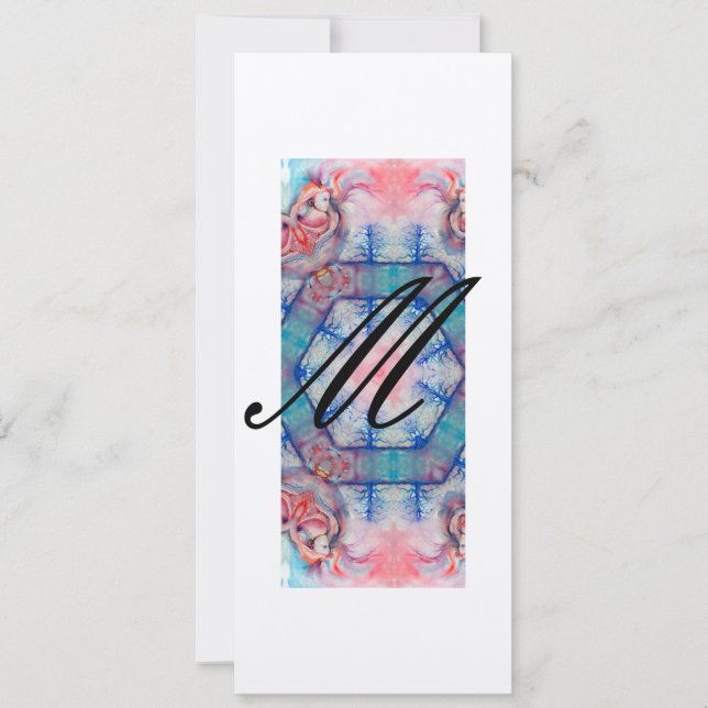 AVALON Abstract Monogram Soft Pink Blue Champagne Invitation (Front)