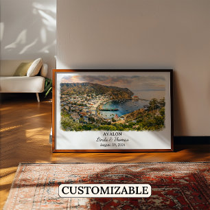 Avalon California Poster, Watercolor, Custom Poster