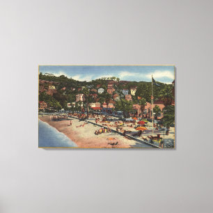 Avalon View of Crescent Ave. & Beach Canvas Print