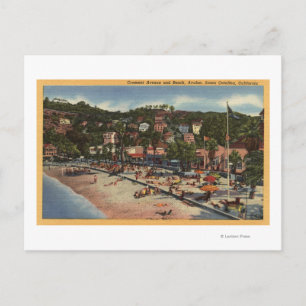 Avalon View of Crescent Ave. & Beach Postcard