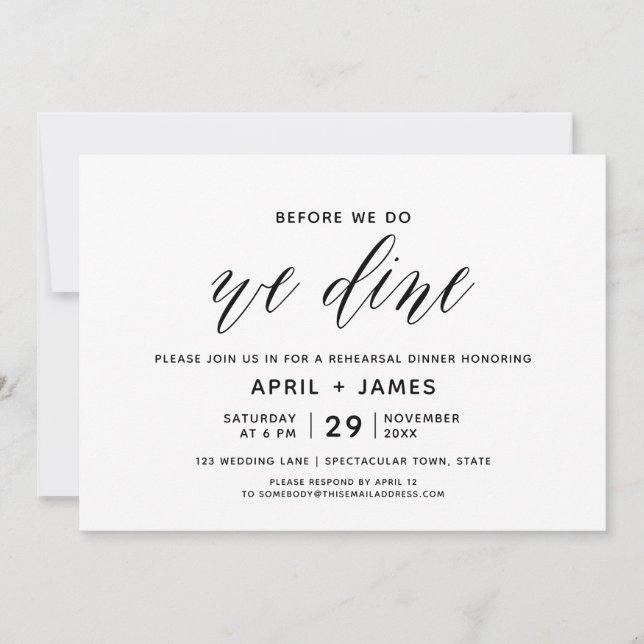 Avant de faire une répétition Dîner Invitation (Devant)