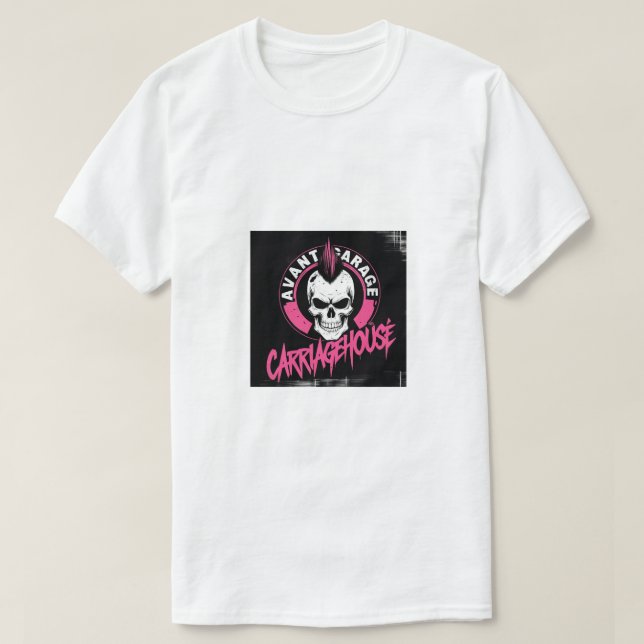 Avant Garage Carriage House: Punk Rock Skull Emble T-Shirt (Design Front)