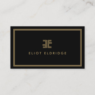 AVANT GARDE ART DECO LOGO with YOUR INITIALS BLACK Business Card