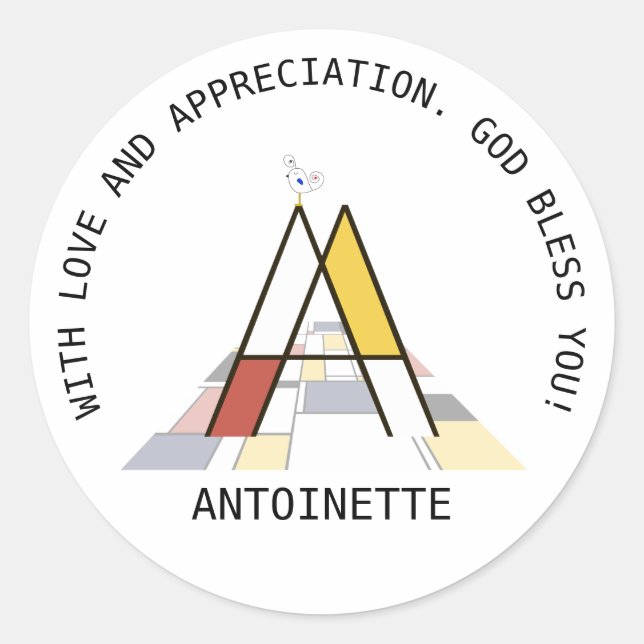 Avant-Garde Art Style Monogram. Letter A Classic Round Sticker (Front)