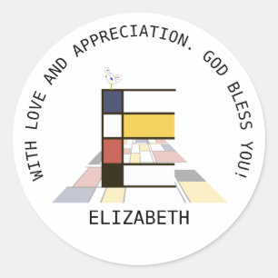 Avant-Garde Art Style Monogram. Letter E Classic Round Sticker