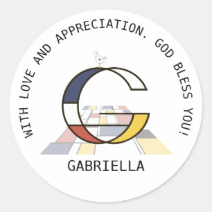 Avant-Garde Art Style Monogram. Letter G Classic Round Sticker