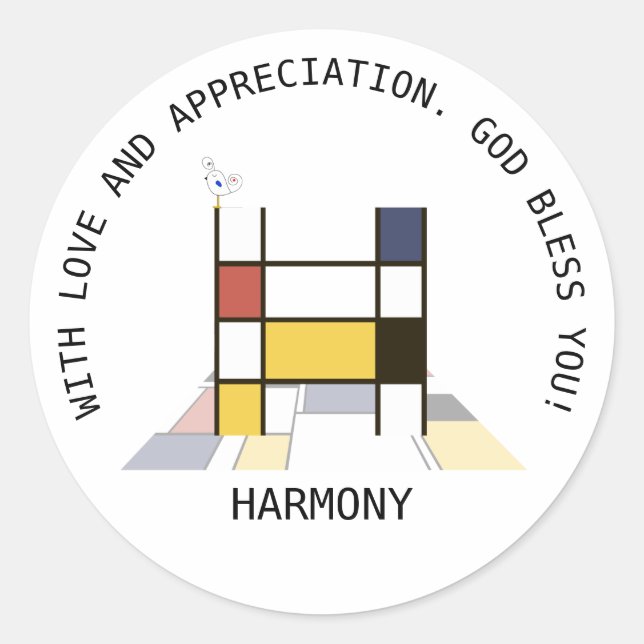 Avant-Garde Art Style Monogram. Letter H Classic Round Sticker (Front)