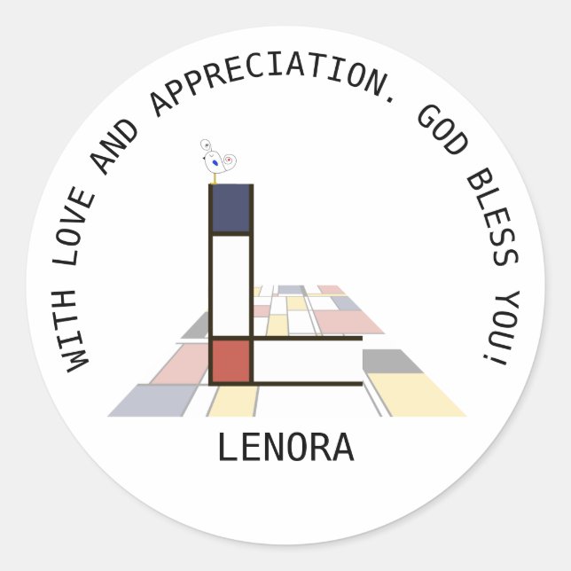 Avant-Garde Art Style Monogram. Letter L Classic Round Sticker (Front)