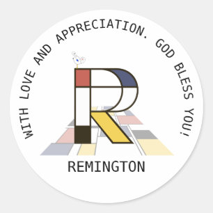 Avant-Garde Art Style Monogram. Letter R Classic Round Sticker