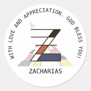 Avant-Garde Art Style Monogram. Letter Z Classic Round Sticker