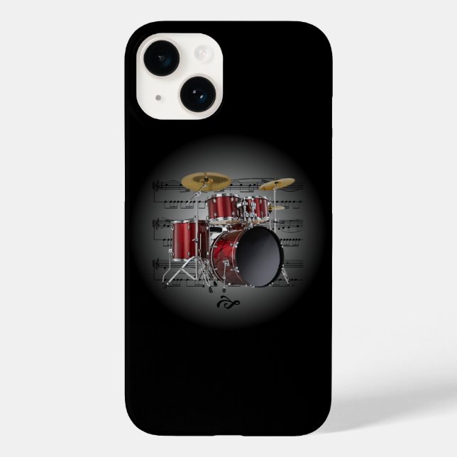 Avant Garde, Drum Set on Globe with Sheet Music ~  Case-Mate iPhone Case (Back)