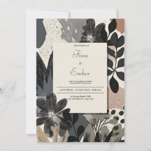 Avant-Garde Foliage Floral Wedding Invitation