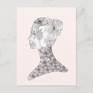 Avant Garde Pink Floral Beauty Girl Postcard