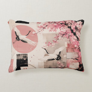 Avant-Garde Sakura & Cranes Harmony Accent Pillow