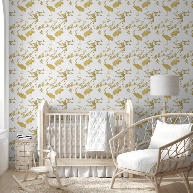 Avant-Garde Sakura & Cranes Harmony Wallpaper (Kids)