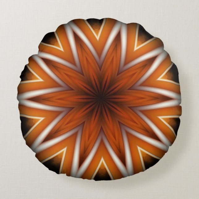  Avant-Garde ~ Starburst Russet And Black 0211 ~ R Round Pillow (Front)