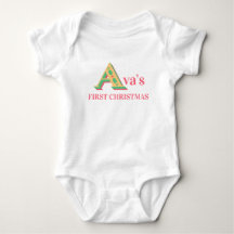 Ava's First Christmas Baby 1st Xmas Name Outfit