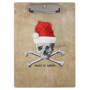 Avast Ye Santa Holiday Pirate Skull #1 Clipboard