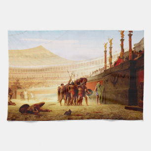 Ave Caesar by Jean-Leon Gerome Kitchen Towel