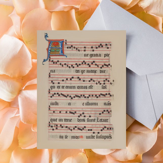 Ave gratia plena - Antiphon Medieval Manuscript Postcard (Ave gratia plena Antiphon Medieval Manuscript Catholic Christian Postcard)
