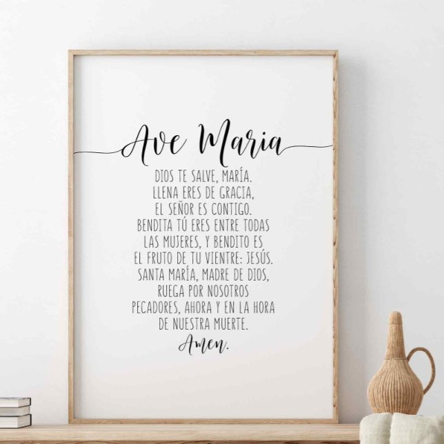 Ave Maria,Dios Te Salve María llena Eres De Gracia Poster (Creator Uploaded)