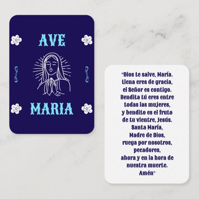 Ave Maria Prayer Card – Spanish Hail Mary (Front/Back)