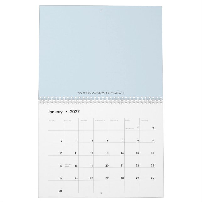 Ave maria Two Page, Medium, White Calendar (Jan 2027)