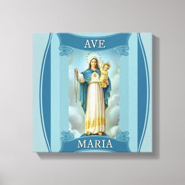AVE MARIA VIRGIN MARY CHRIST CHILD Rosary Canvas Print (Front)
