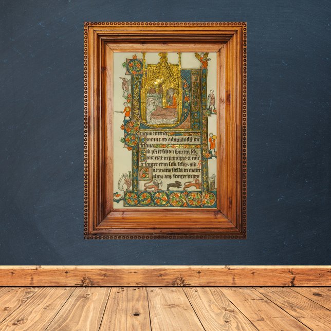 Ave Maris Stella Christmas Medieval Manuscript Poster (Ave Maris Stella Christmas Medieval Manuscript Catholic Christmas Poster)