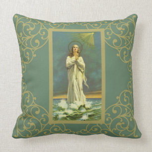 Ave Maris Stella Mary Virgin Rosary Throw Pillow