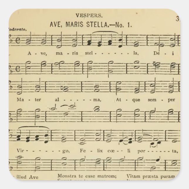Ave Maris Stella Traditional Catholic Hymn Square Sticker (Front)