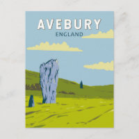 Avebury England Travel Art Vintage
