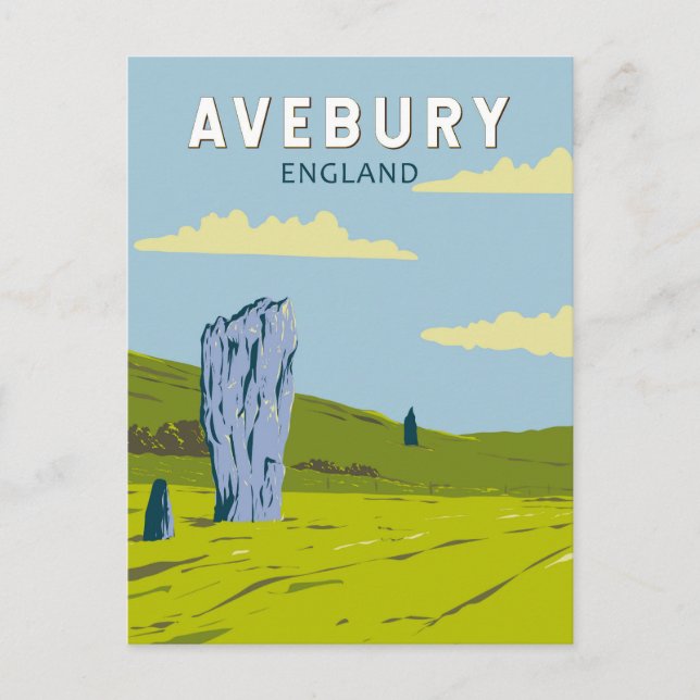 Avebury England Travel Art Vintage Postcard (Front)