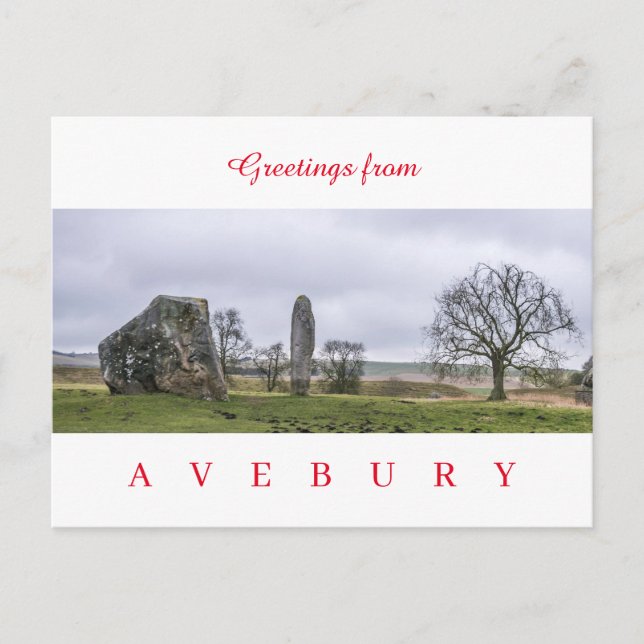 Avebury stone circle view postcard (Front)