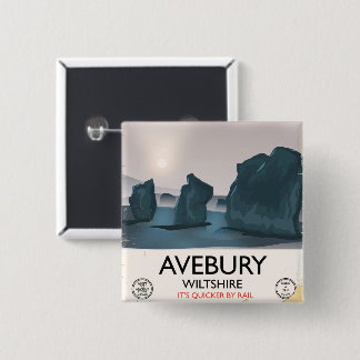 Avebury, Wiltshire Stone circle vintage travel. 2 Inch Square Button
