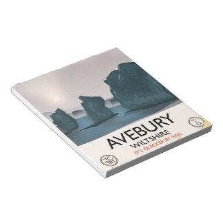 Avebury, Wiltshire Stone circle vintage travel. Notepad