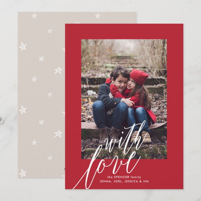 Avec Amour Carte photo de Noël (Devant / Derrière)