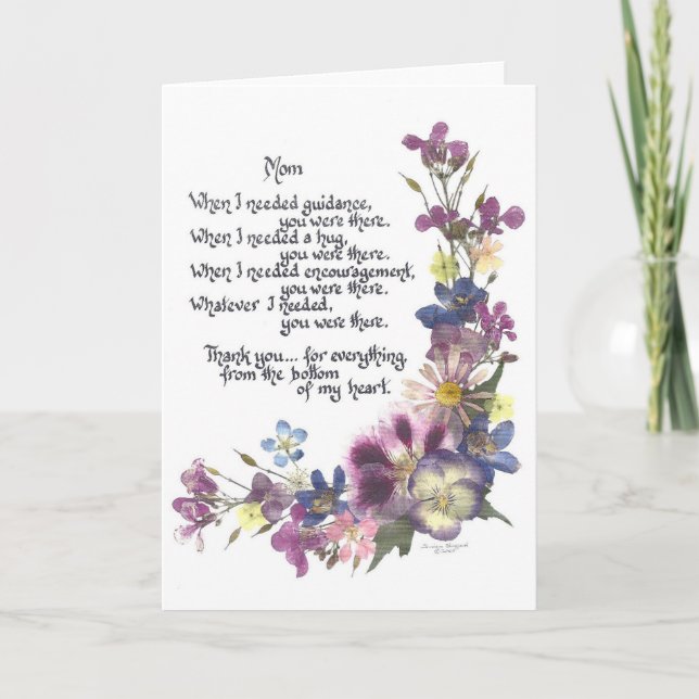 Avec amour et merci à Maman carte de voeux (Devant)