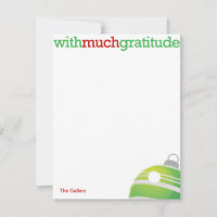 Avec beaucoup de gratitude xmas ornement carte de 