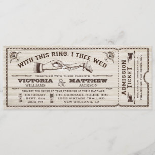 Avec cet anneau, invitation vintage de billet de