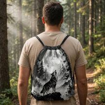 Cadeau de la Lune du Loup - Sac à cordon de Wilder