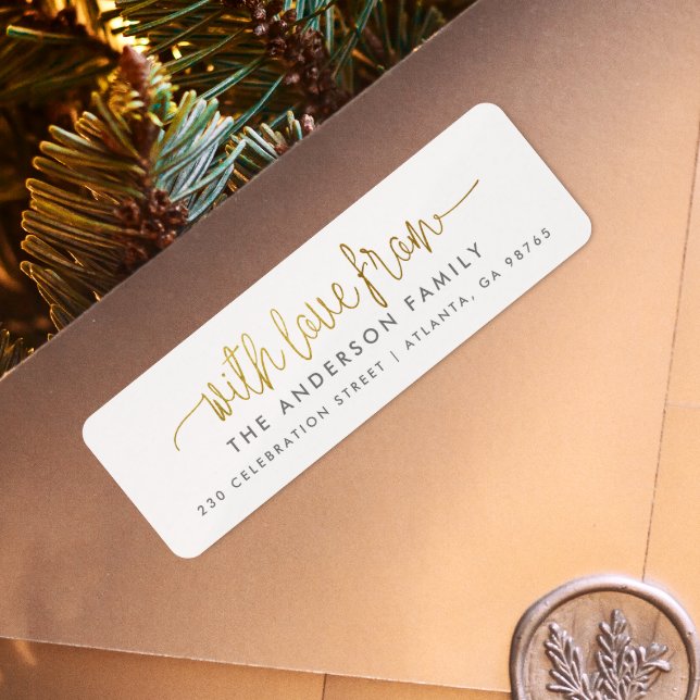 Avec l'amour de l'or Script et nom de famille pers (The Return Address Label Mock-up)
