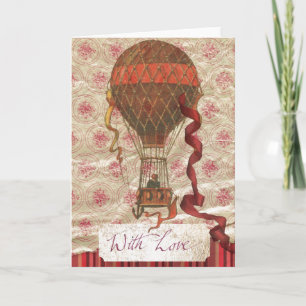 Avec Love Hot Air Balloon Carte de voeux