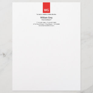 Avec Motif En-tête de lettre du dessus rouge blanc monogramme